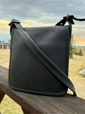 Vintage Coach Legacy Flap Gray Leather Crossbody Bag With Zipper